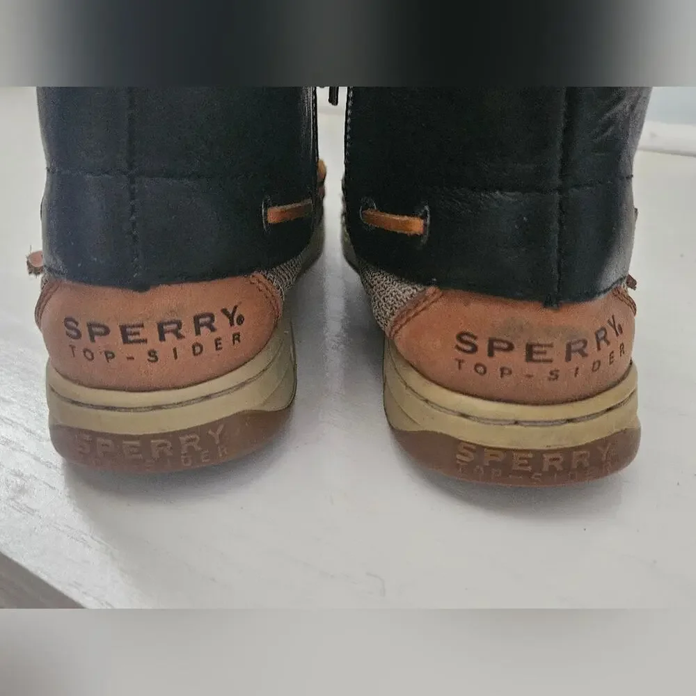 Sperry Top-Sider‎ kids Lace Up Boots Shoes Size 5.5M Navy and Brown Leather